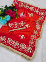 Pure Chiffon Kachhi Gota Patti Saree with Designer Lace for Festive and Wedding Wear