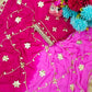 Pure Chiffon Saree with Gota Patti work and dual color for Festive Celebrations available in 4 colors