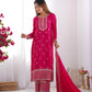 Pure Chinon Silk Embroidered Suit Set with Lace Dupatta