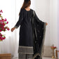 Pure Chinon Silk Embroidered Suit Set with Lace Dupatta
