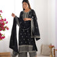 Pure Chinon Silk Embroidered Suit Set with Lace Dupatta