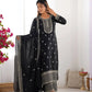 Pure Chinon Silk Embroidered Suit Set with Lace Dupatta