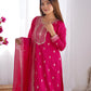 Pure Chinon Silk Embroidered Suit Set with Lace Dupatta