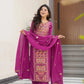 Pure Chinon Silk Embroidered Suit Set with Lace Dupatta