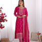 Pure Chinon Silk Embroidered Suit Set with Lace Dupatta