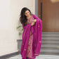 Pure Chinon Silk Embroidered Suit Set with Lace Dupatta