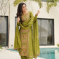 Pure Chinon Silk Embroidered Suit Set with Lace Dupatta