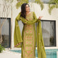 Pure Chinon Silk Embroidered Suit Set with Lace Dupatta