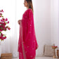 Pure Chinon Silk Embroidered Suit Set with Lace Dupatta