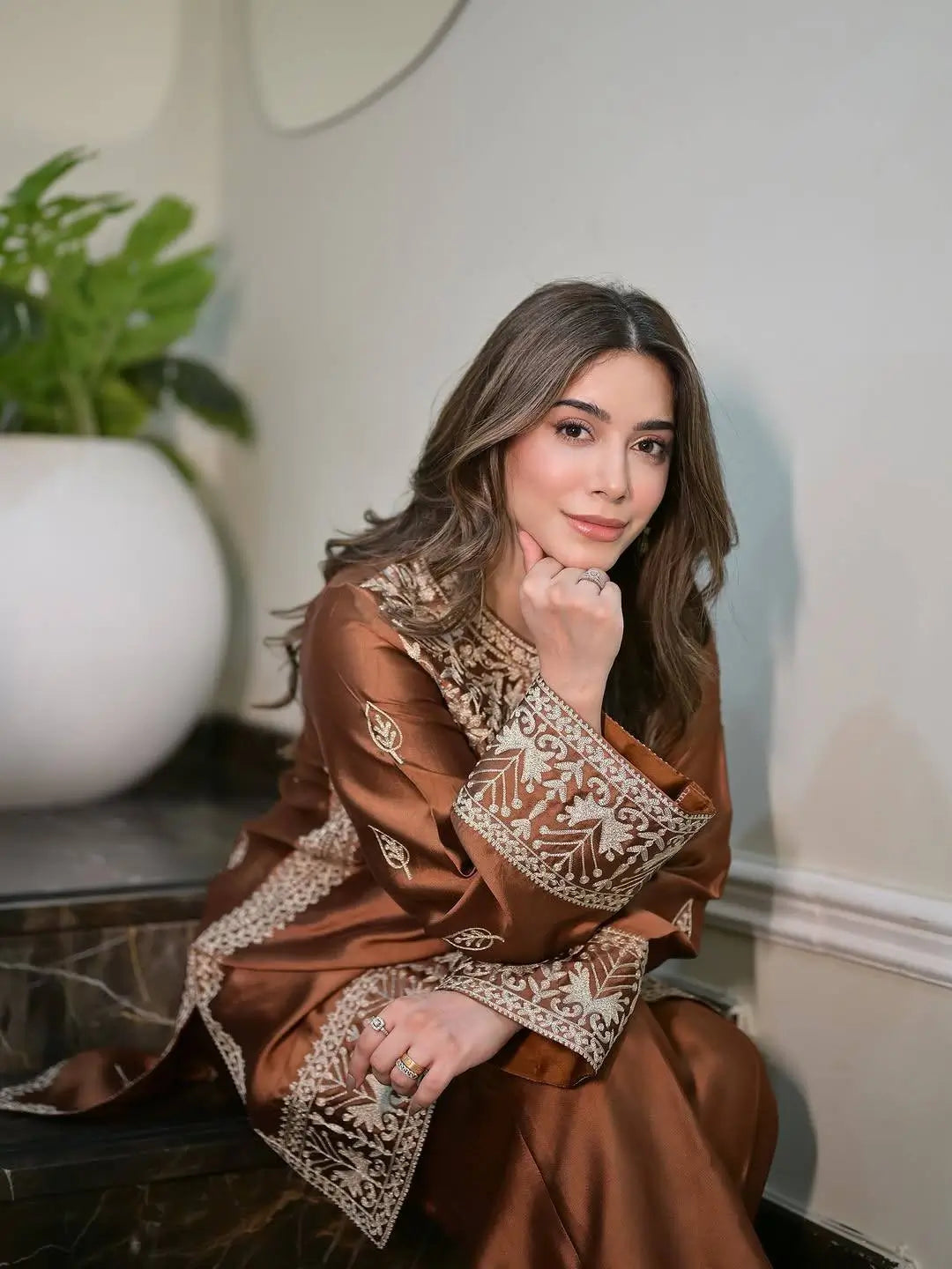 Pure Chinon Silk Embroidered Suit Set with Plazzo & Dupatta – Premium Festive & Party Wear