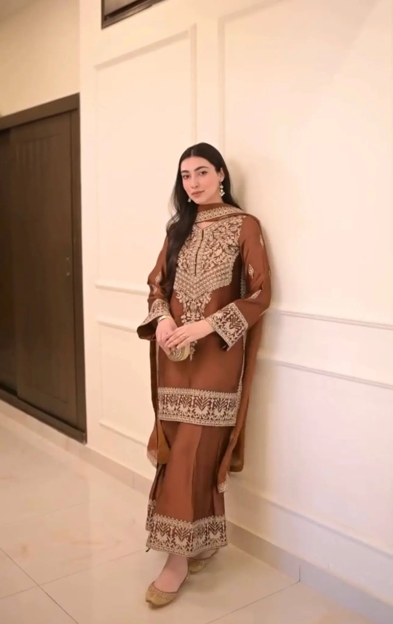 Pure Chinon Silk Embroidered Suit Set with Plazzo & Dupatta – Premium Festive & Party Wear