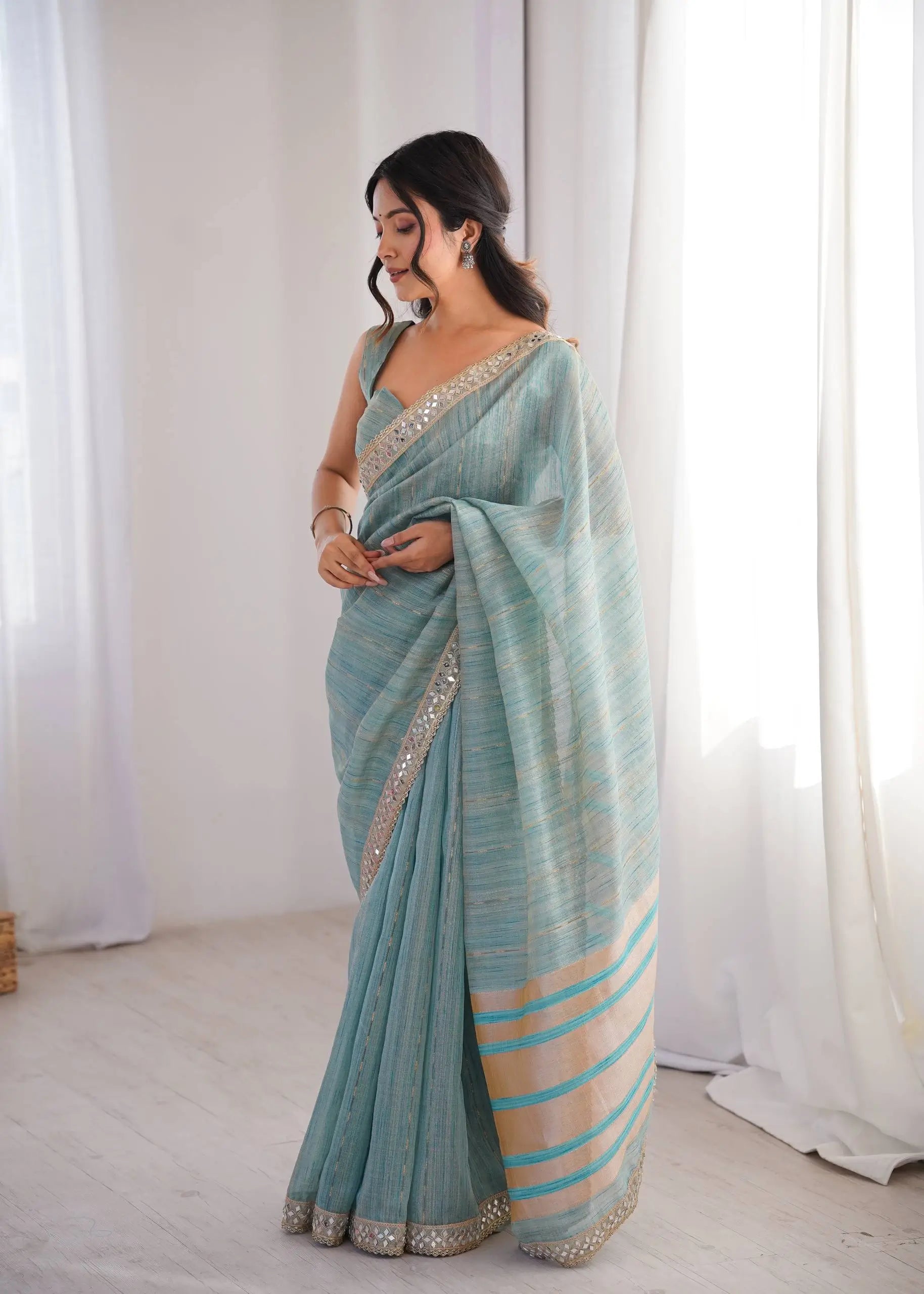 Pure Cotton Designer Saree with Mirror Work for Festive and Occasion Wear