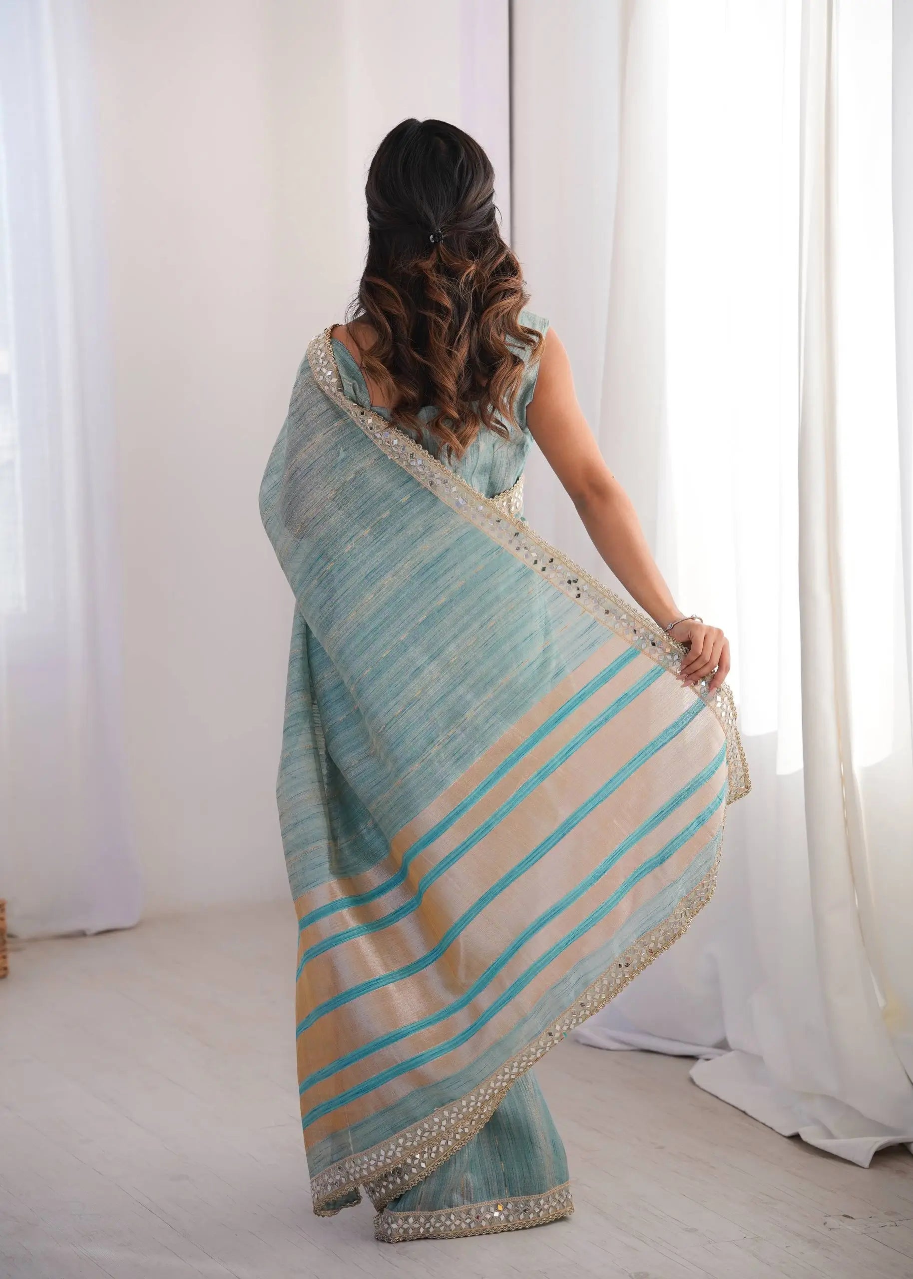 Pure Cotton Designer Saree with Mirror Work for Festive and Occasion Wear
