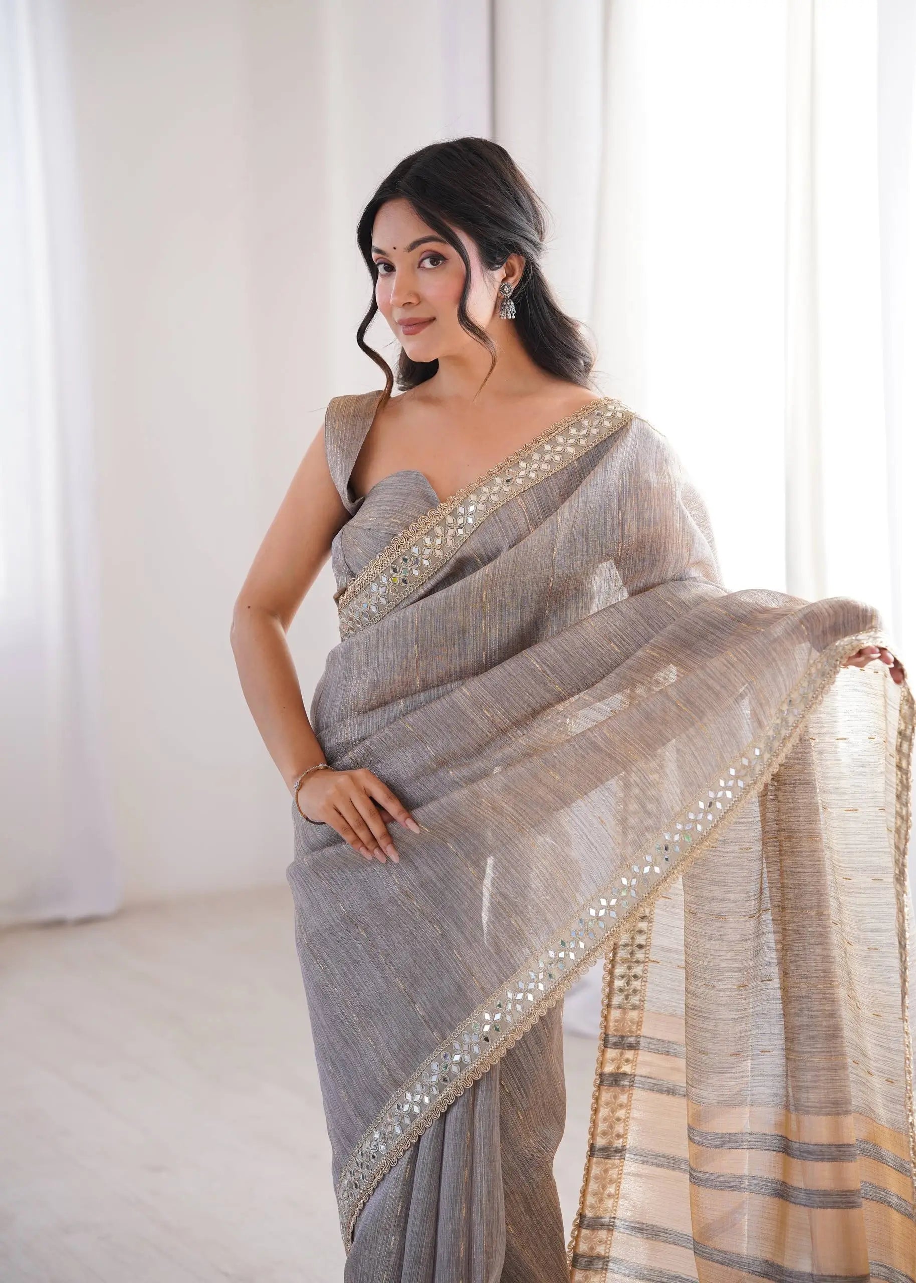 Pure Cotton Designer Saree with Mirror Work for Festive and Occasion Wear