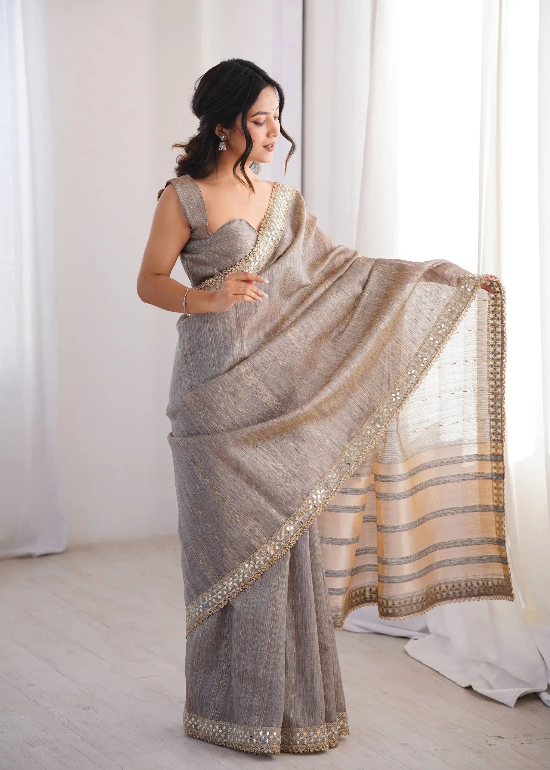 Pure Cotton Designer Saree with Mirror Work for Festive and Occasion Wear