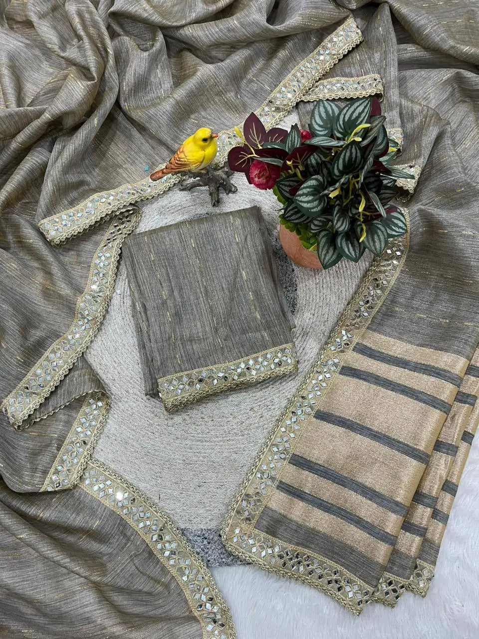 Pure Cotton Designer Saree with Mirror Work for Festive and Occasion Wear