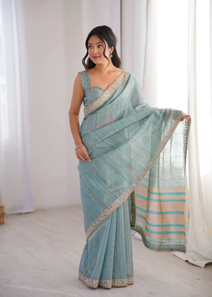 Pure Cotton Designer Saree with Mirror Work for Festive and Occasion Wear