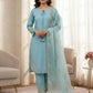 Pure Crepe Silk Embroidered Partywear Suit Set