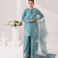 Pure Crepe Silk Embroidered Partywear Suit Set
