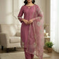 Pure Crepe Silk Embroidered Partywear Suit Set