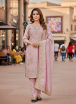Pure Crepe Silk Embroidered Partywear Suit Set