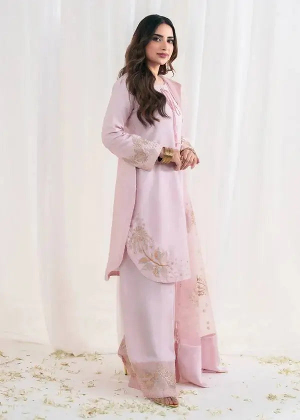 Pure Crepe Silk Embroidered Partywear Suit Set