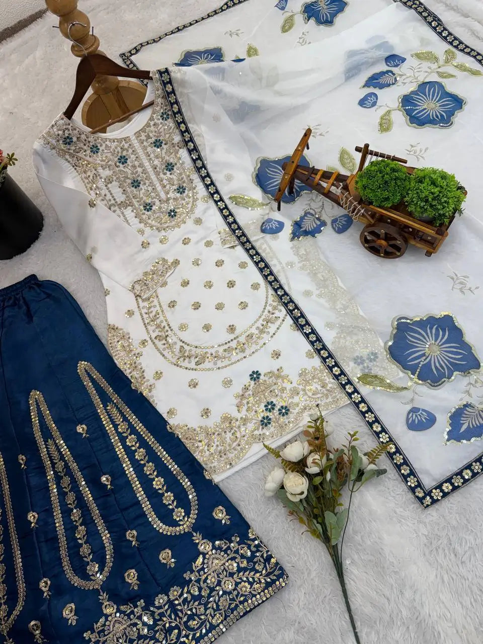 Pure Fendy Silk Embroidered Sharara Suit for Festive and Wedding Occasions