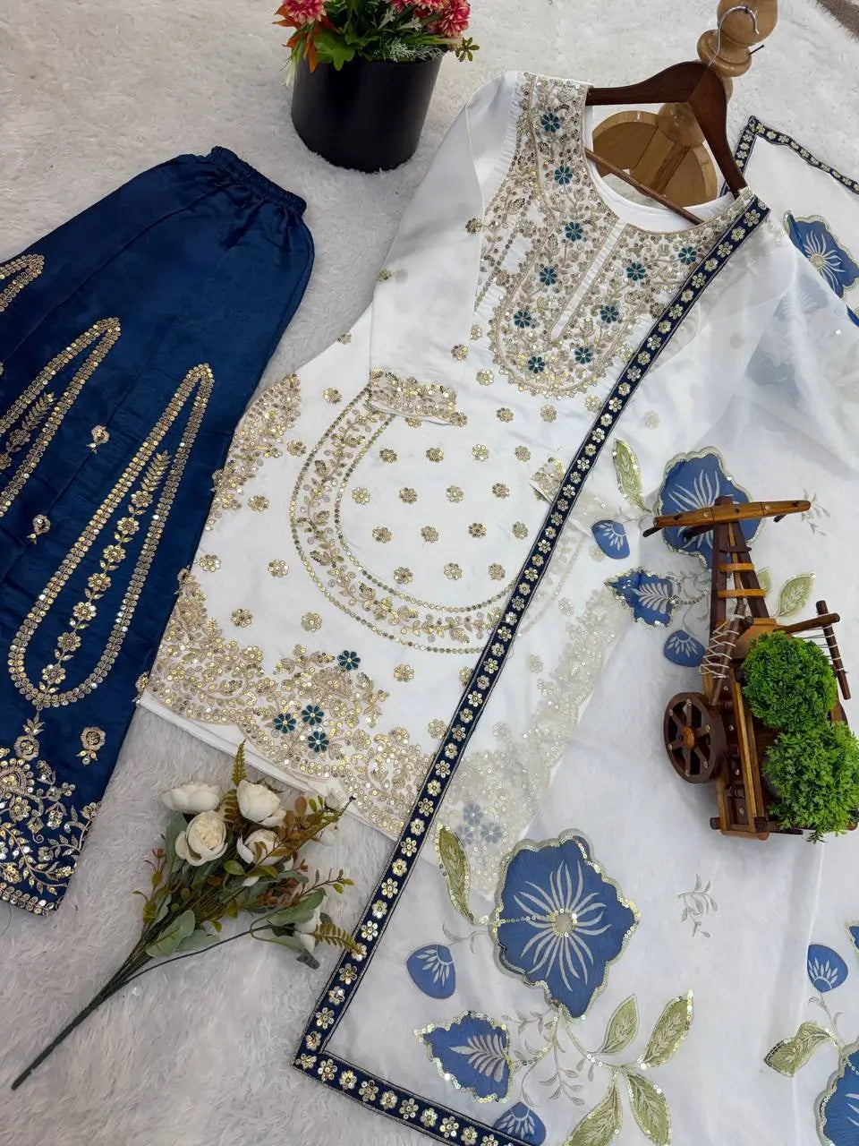 Pure Fendy Silk Embroidered Sharara Suit for Festive and Wedding Occasions