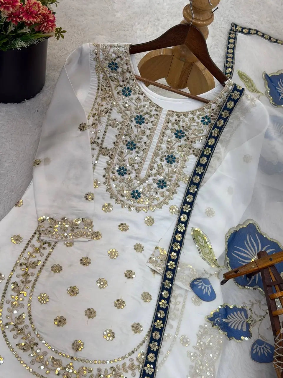 Pure Fendy Silk Embroidered Sharara Suit for Festive and Wedding Occasions