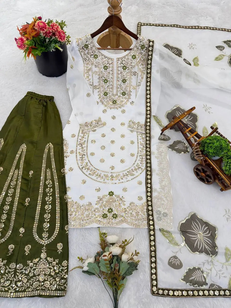 Pure Fendy Silk Embroidered Sharara Suit for Festive and Wedding Occasions