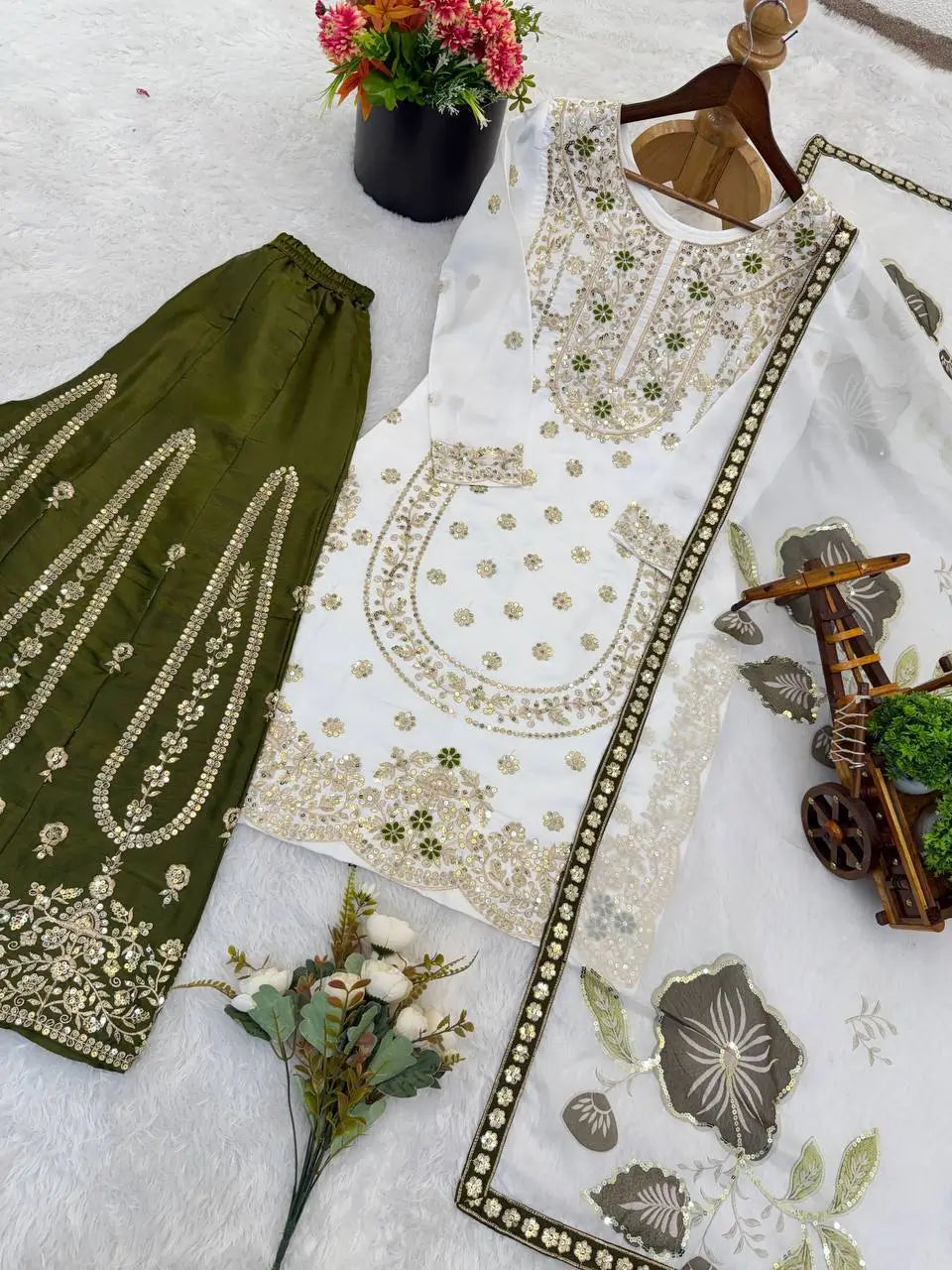 Pure Fendy Silk Embroidered Sharara Suit for Festive and Wedding Occasions