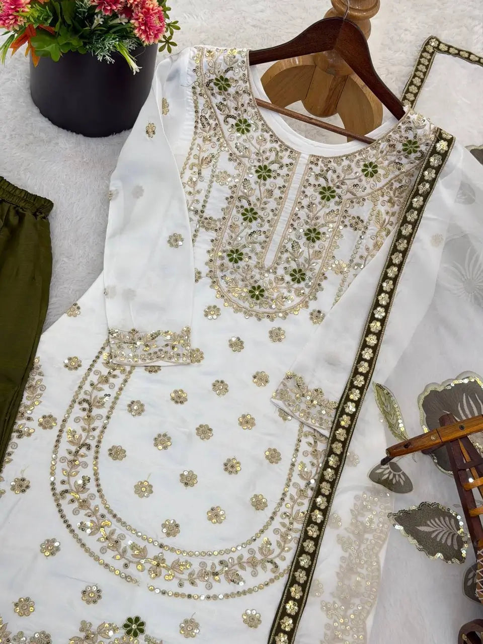 Pure Fendy Silk Embroidered Sharara Suit for Festive and Wedding Occasions