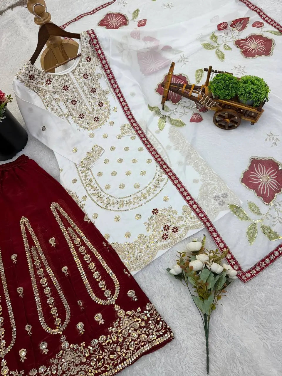 Pure Fendy Silk Embroidered Sharara Suit for Festive and Wedding Occasions
