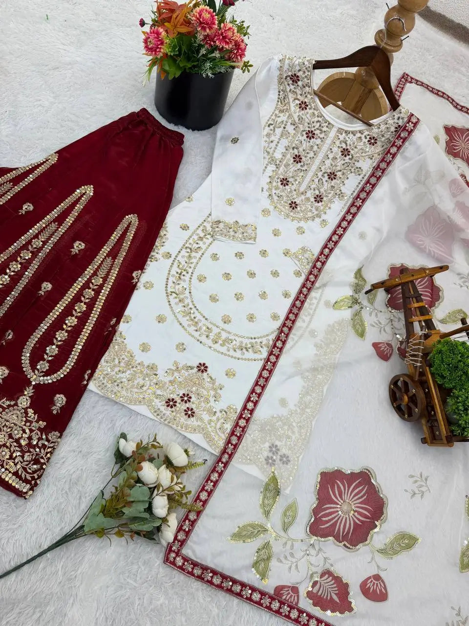 Pure Fendy Silk Embroidered Sharara Suit for Festive and Wedding Occasions