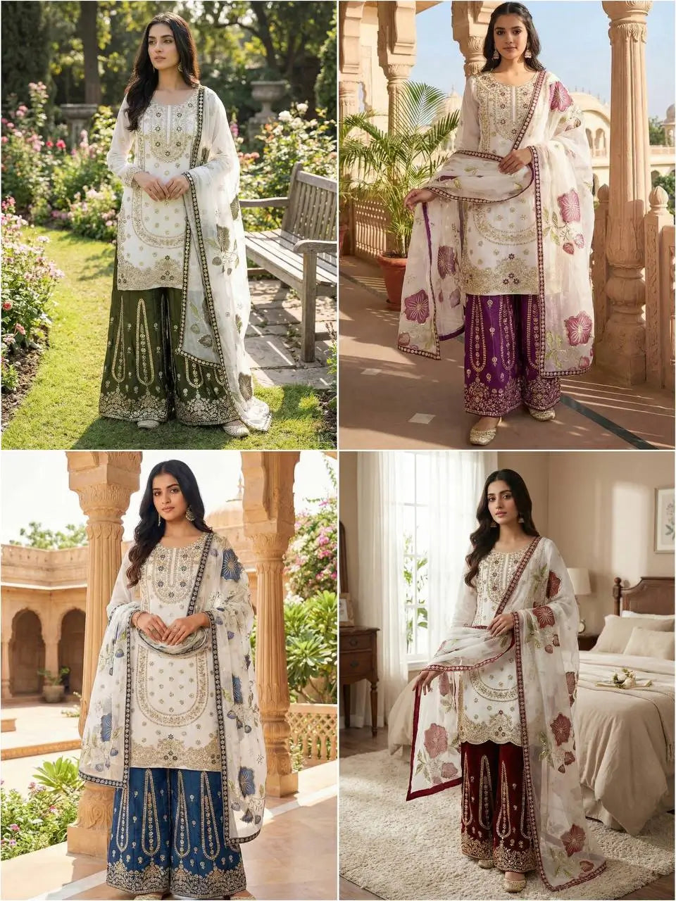 Pure Fendy Silk Embroidered Sharara Suit for Festive and Wedding Occasions