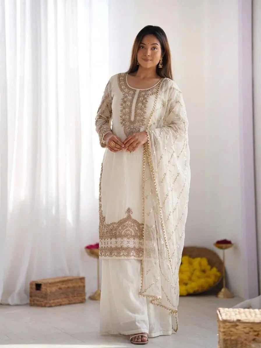 Pure Fendy Silk Handwork Sharara Suit for Festive and Wedding Occasions