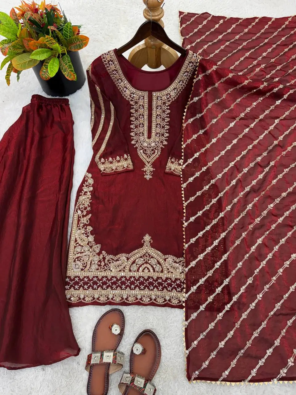 Pure Fendy Silk Handwork Sharara Suit for Festive and Wedding Occasions