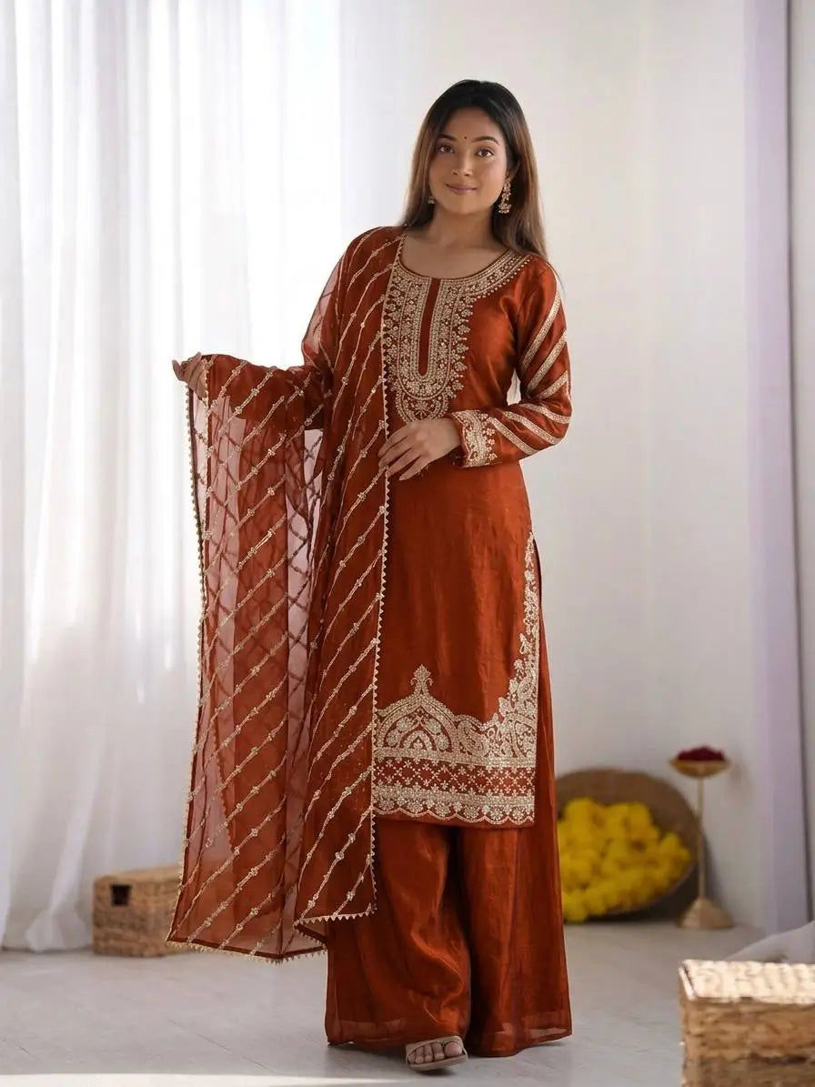 Pure Fendy Silk Handwork Sharara Suit for Festive and Wedding Occasions
