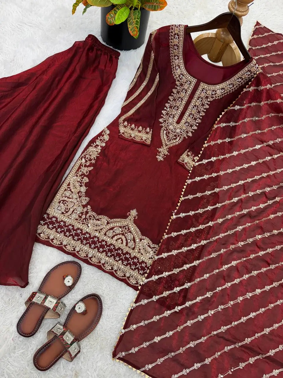 Pure Fendy Silk Handwork Sharara Suit for Festive and Wedding Occasions