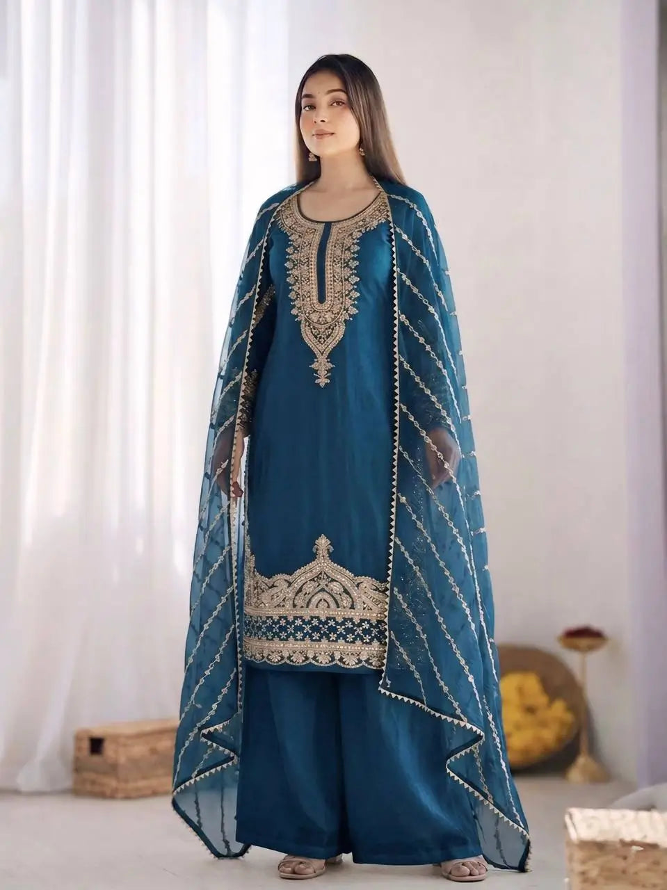Pure Fendy Silk Handwork Sharara Suit for Festive and Wedding Occasions