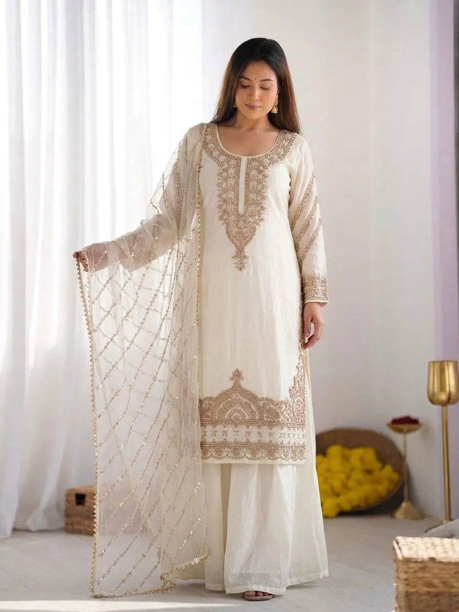 Pure Fendy Silk Handwork Sharara Suit for Festive and Wedding Occasions
