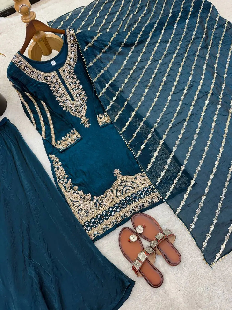 Pure Fendy Silk Handwork Sharara Suit for Festive and Wedding Occasions