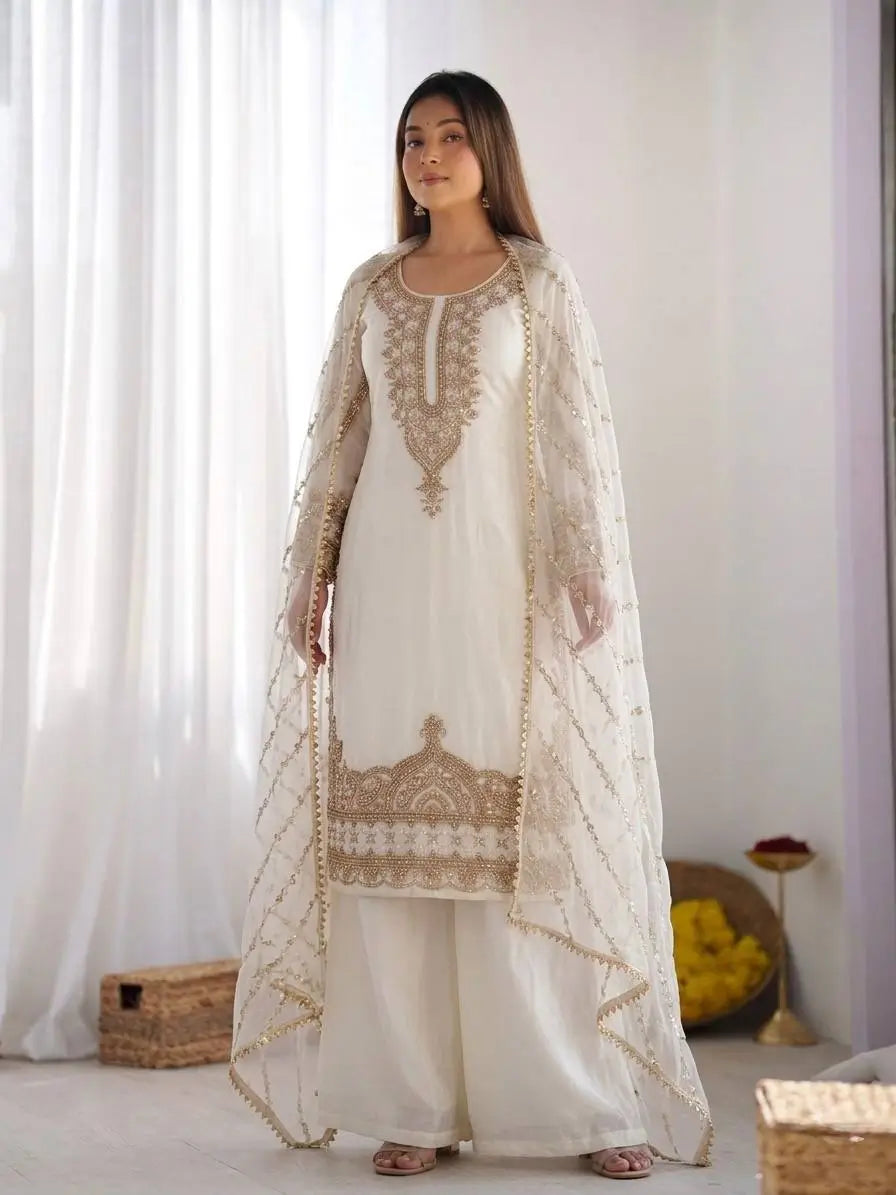 Pure Fendy Silk Handwork Sharara Suit for Festive and Wedding Occasions