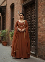 Pure Fox Georgette Anarkali Gown Set with Dupatta