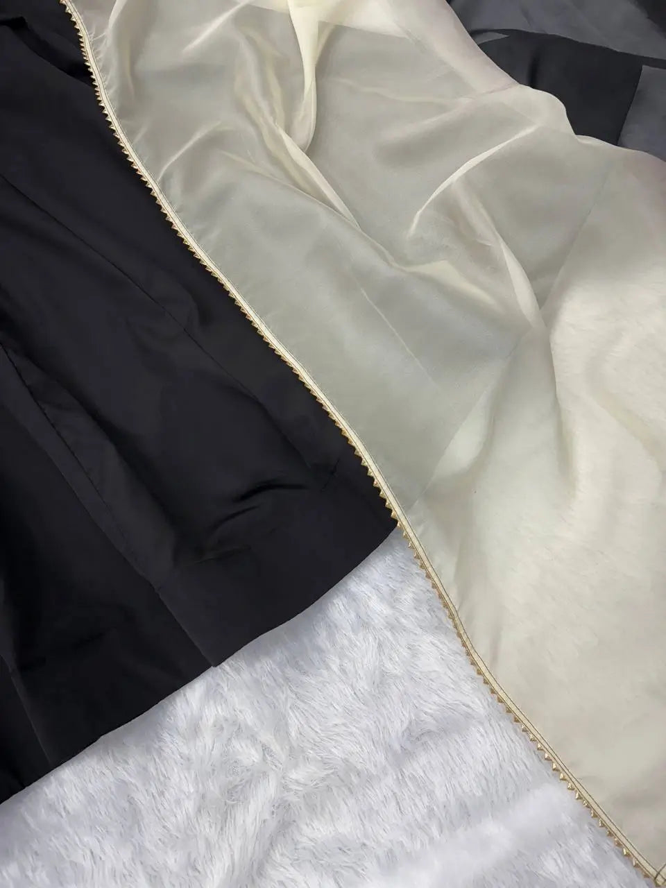 Pure French Crepe Embroidered Partywear Gown Set