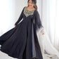 Pure French Crepe Embroidered Partywear Gown Set