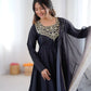 Pure French Crepe Embroidered Partywear Gown Set