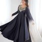 Pure French Crepe Embroidered Partywear Gown Set