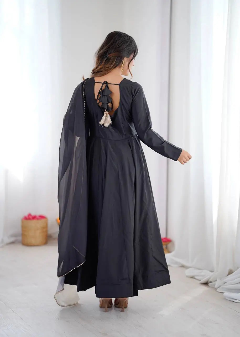 Pure French Crepe Embroidered Partywear Gown Set