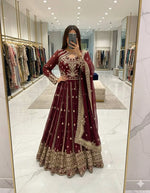 Pure Georgette Embroidered Anarkali Gown Set with Dupatta